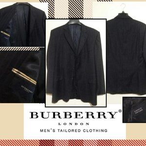 BURBERRY BLAZER MEN'S LUXURY SPORT COAT (NAVY BLUE) PINSTRIPED PIN STRIPED SUIT